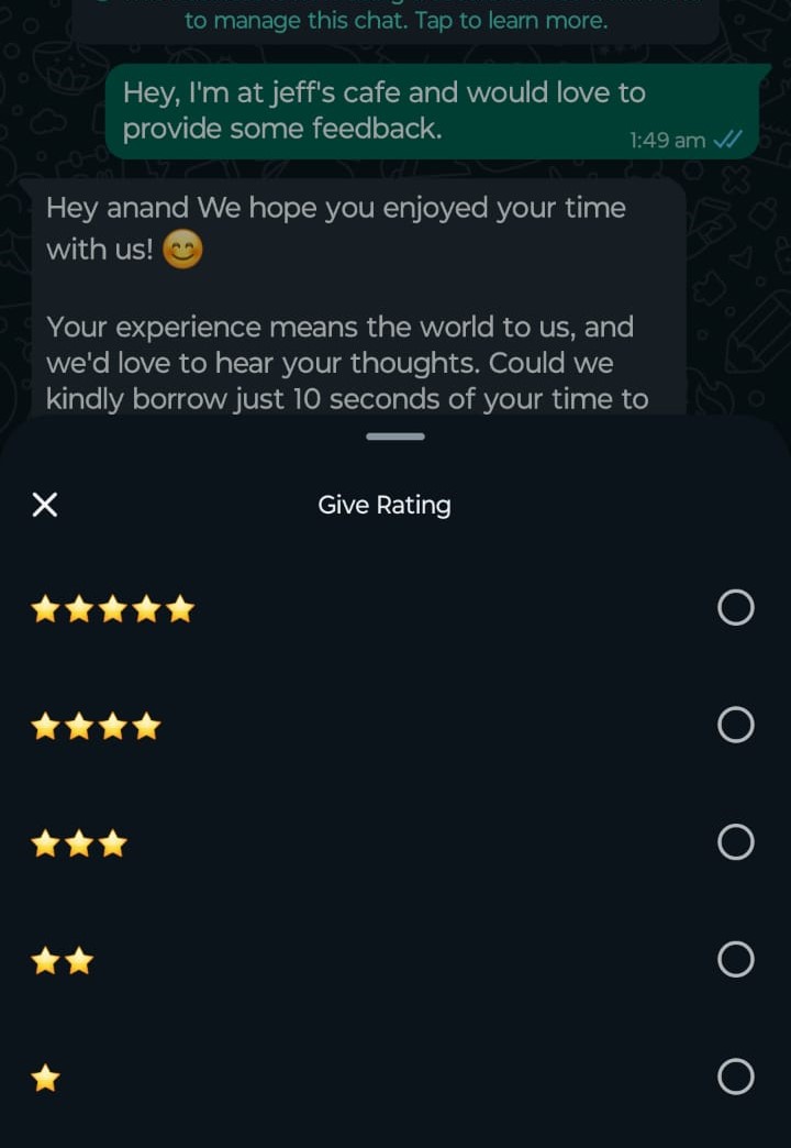 Feedback Management on WhatsApp